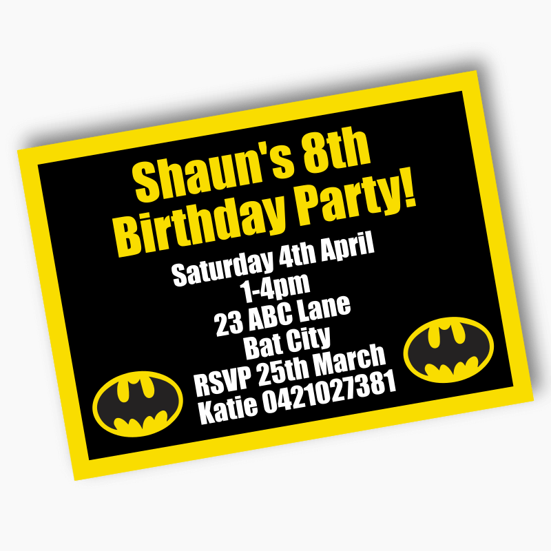 Personalised Batman Logo Party Invites