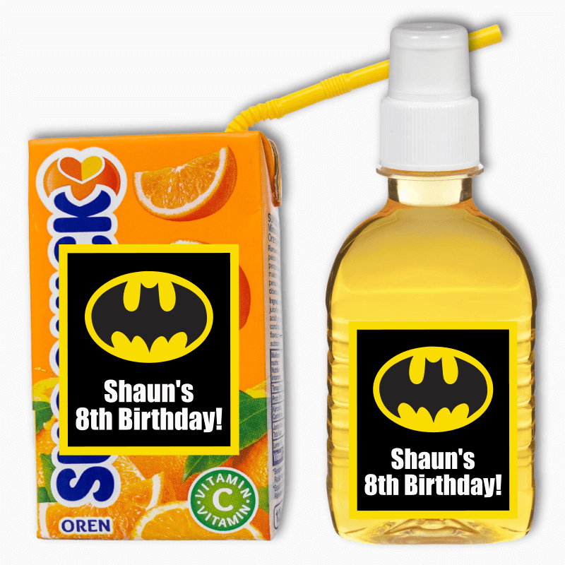 Batman Logo Birthday Party Rectangle Drink Labels