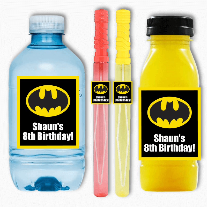 Batman Logo Birthday Party Rectangle Favour Stickers