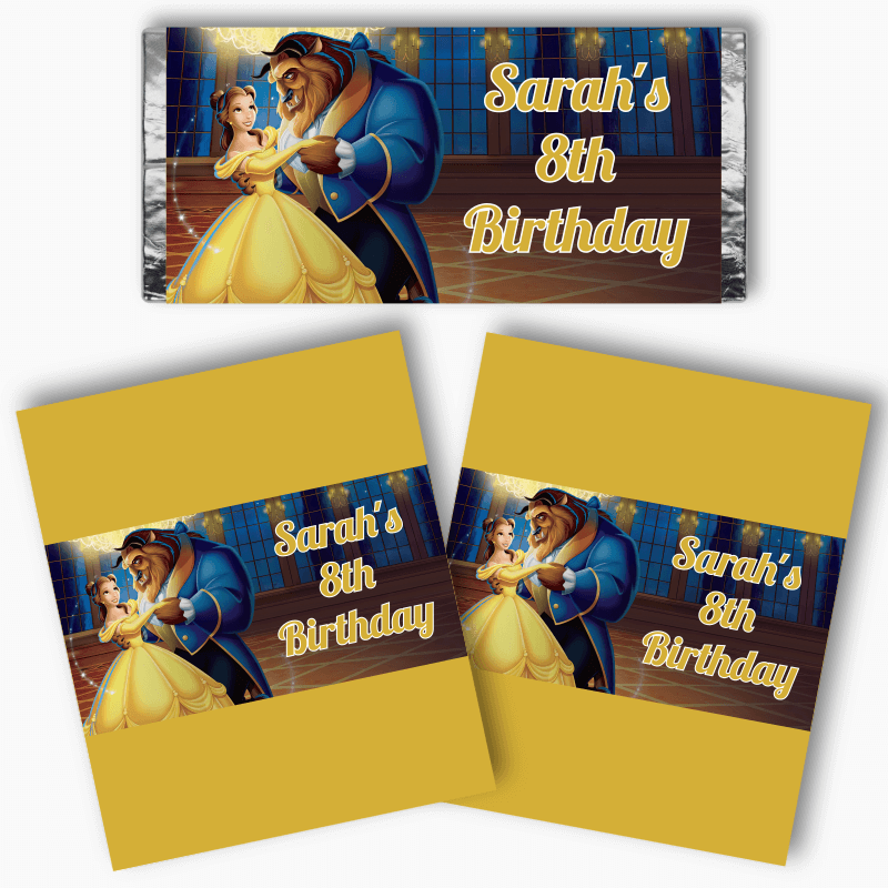 Personalised Beauty and the Beast Party Mini Chocolate Labels