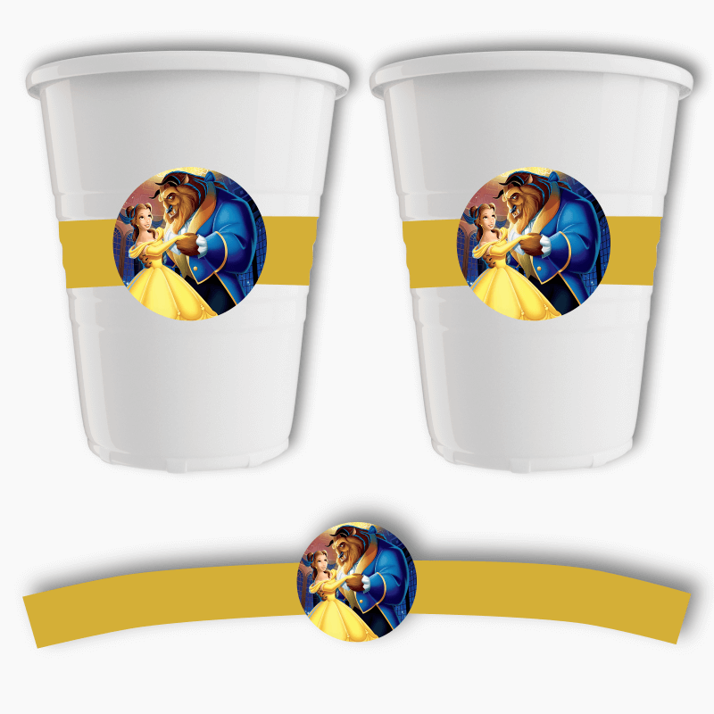 Beauty and the Beast Birthday Party Cup Stickers