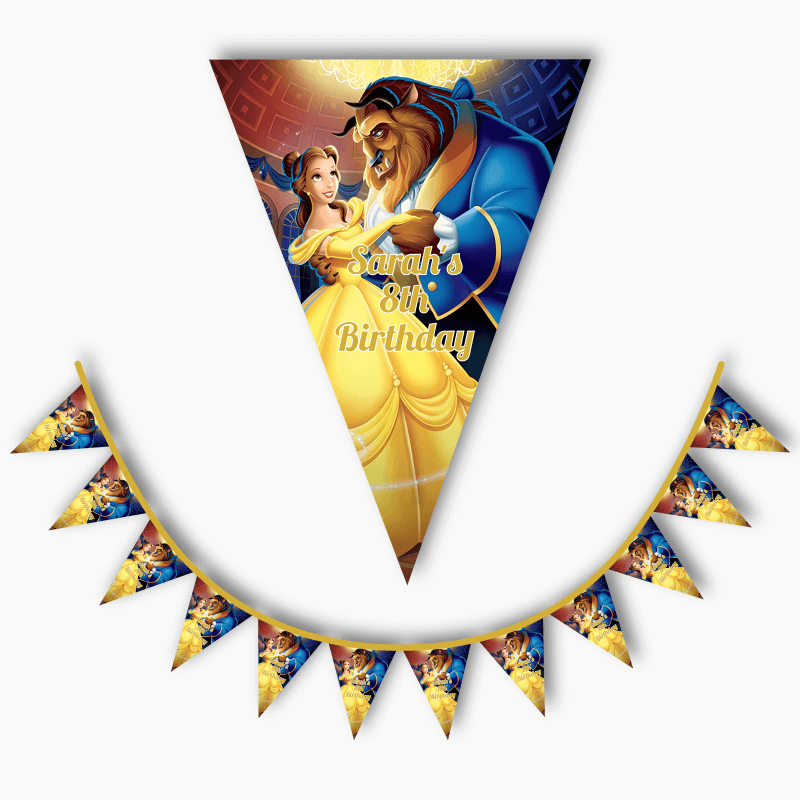 Personalised Beauty and the Beast Party Flag Bunting