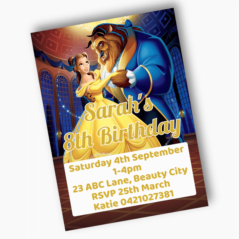 Personalised Beauty and the Beast Party Invites