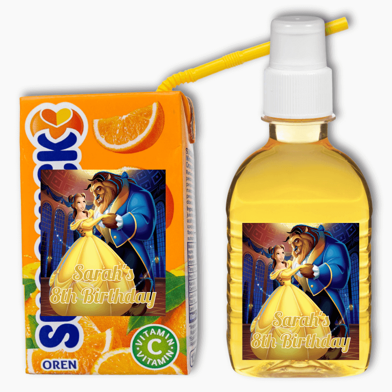 Beauty and the Beast Birthday Party Rectangle Drink Labels