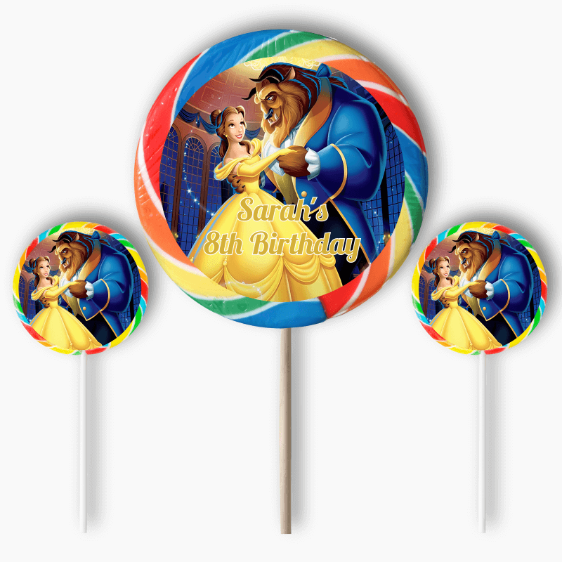Personalised Beauty and the Beast Party Round Stickers