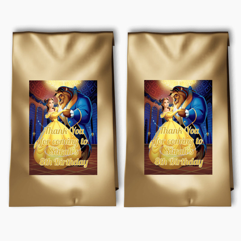 Personalised Beauty and the Beast Party Bags & Labels