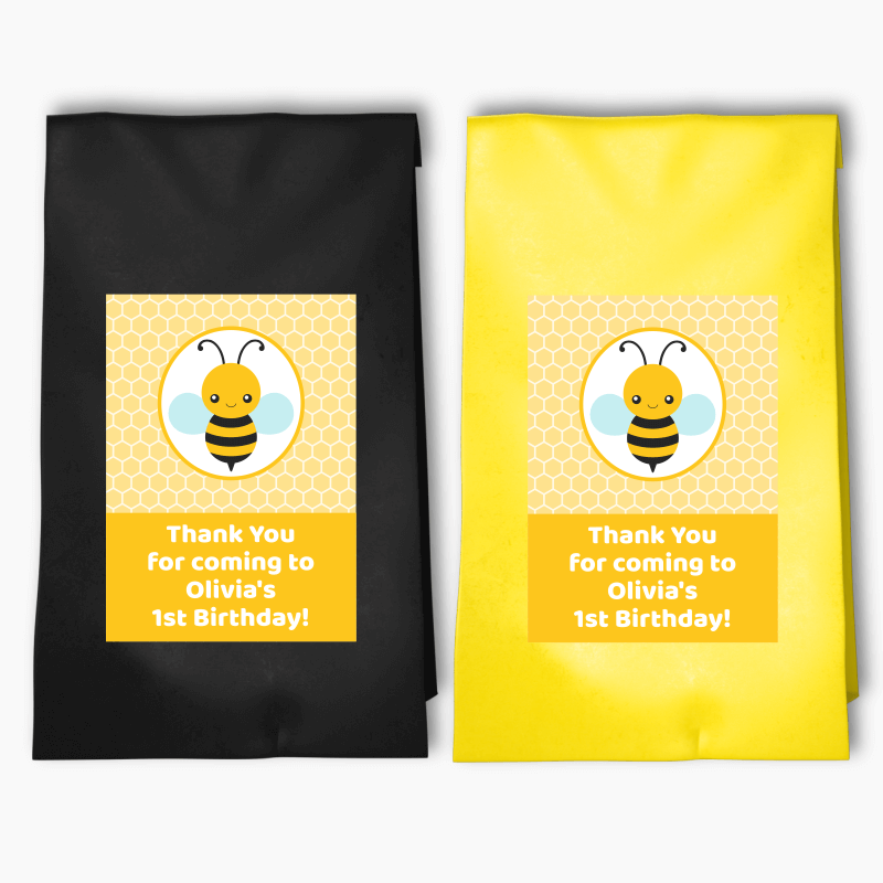 Personalised Buzzy Bee Party Bags &amp; Labels