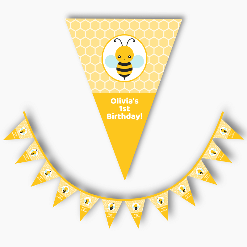Personalised Buzzy Bee Party Flag Bunting