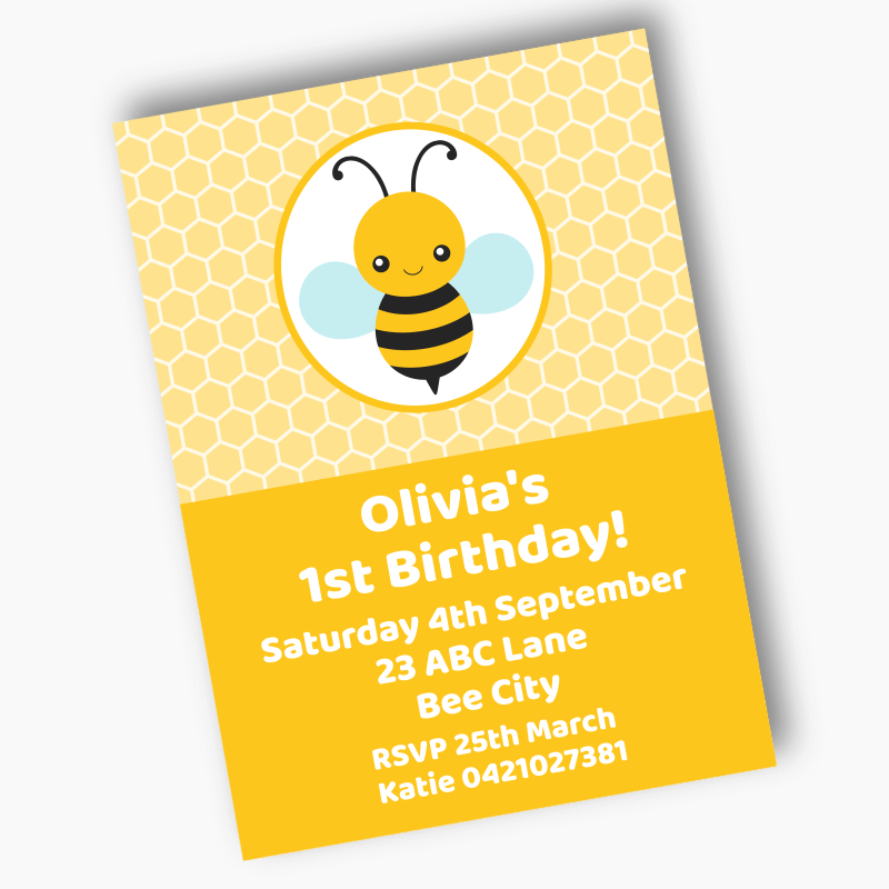 Personalised Buzzy Bee Party Invites