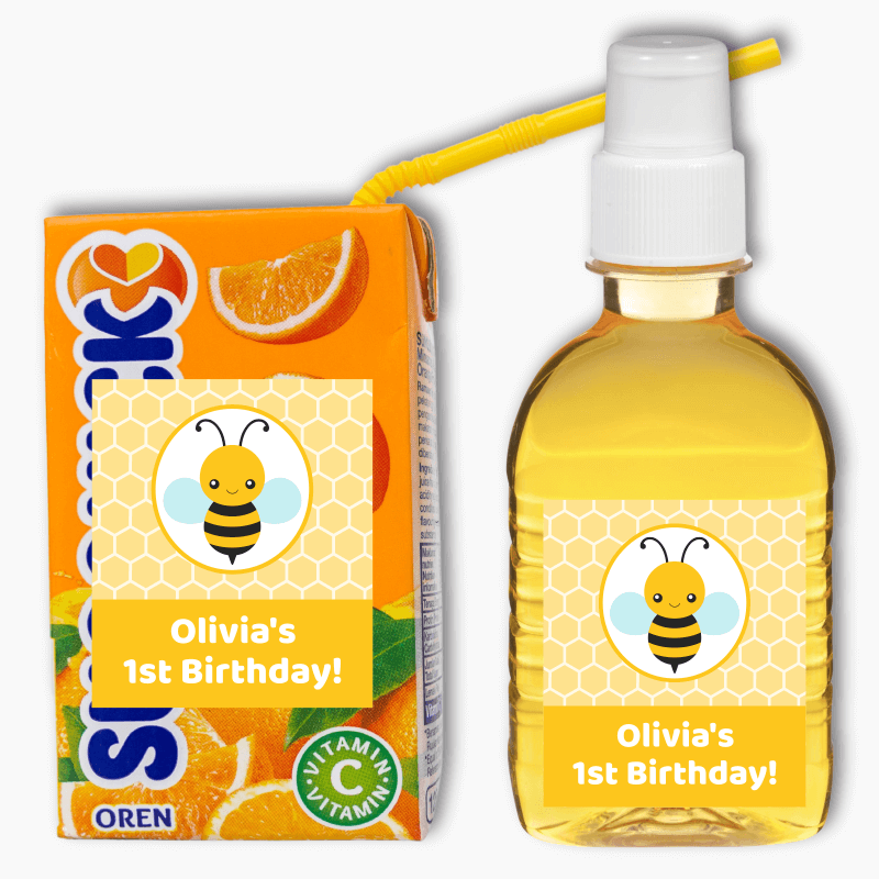Bee Birthday Party Rectangle Favour Stickers