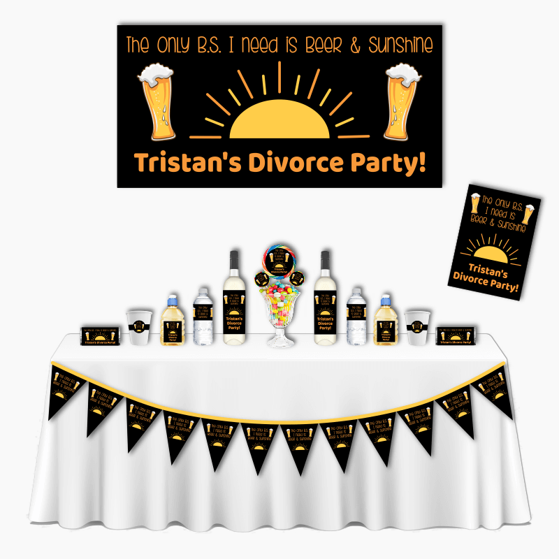 Personalised Beer &amp; Sunshine Deluxe Divorce Party Decorations Pack