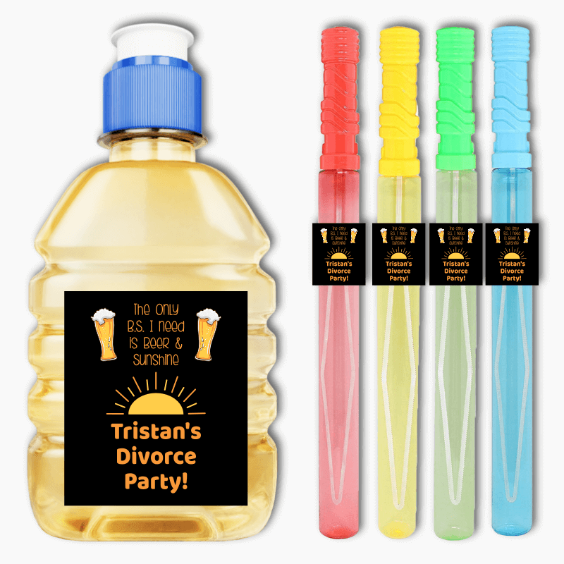 Personalised Beer & Sunshine Divorce Party Rectangle Stickers