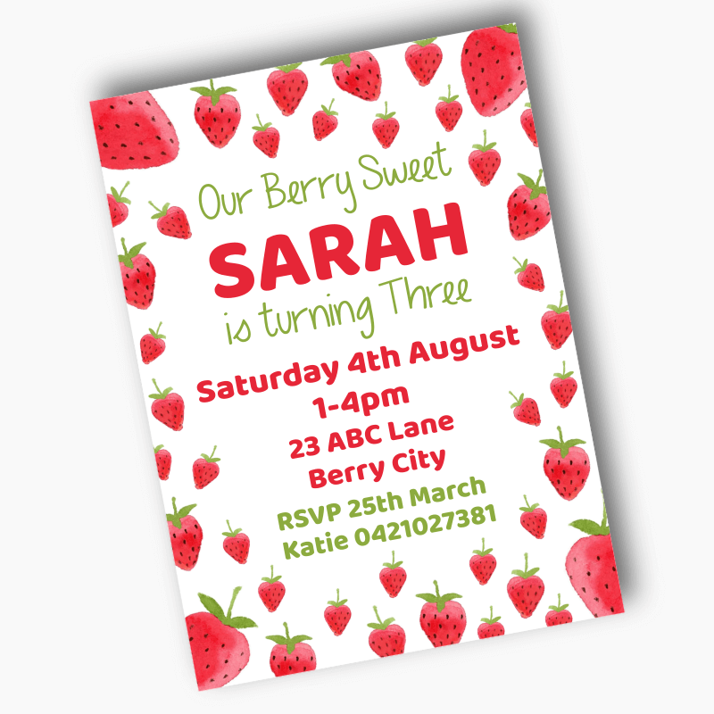 Personalised Berry Sweet Birthday Party Invites