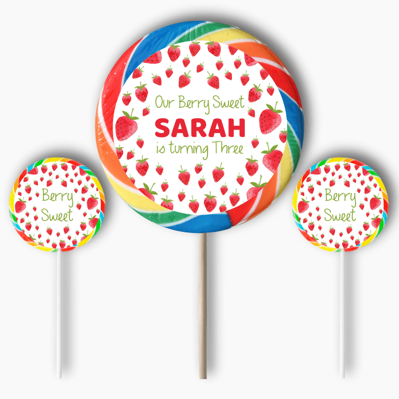 Personalised Berry Sweet Birthday Party Round Stickers