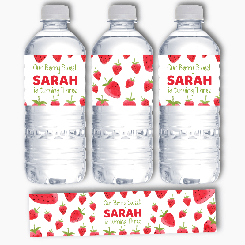 Personalised Berry Sweet Birthday Party Water Bottle Labels
