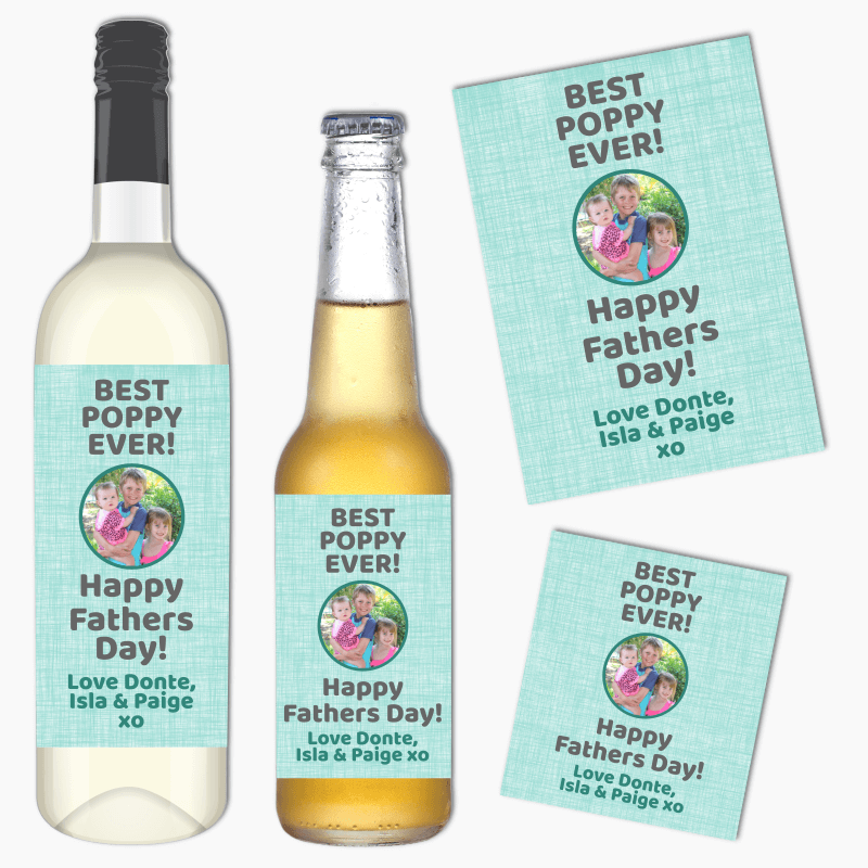 Best Poppy Ever Fathers Day Gift Wine &amp; Beer Labels with Photo