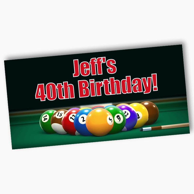 Personalised Billiards 8 Ball Birthday Party Banners