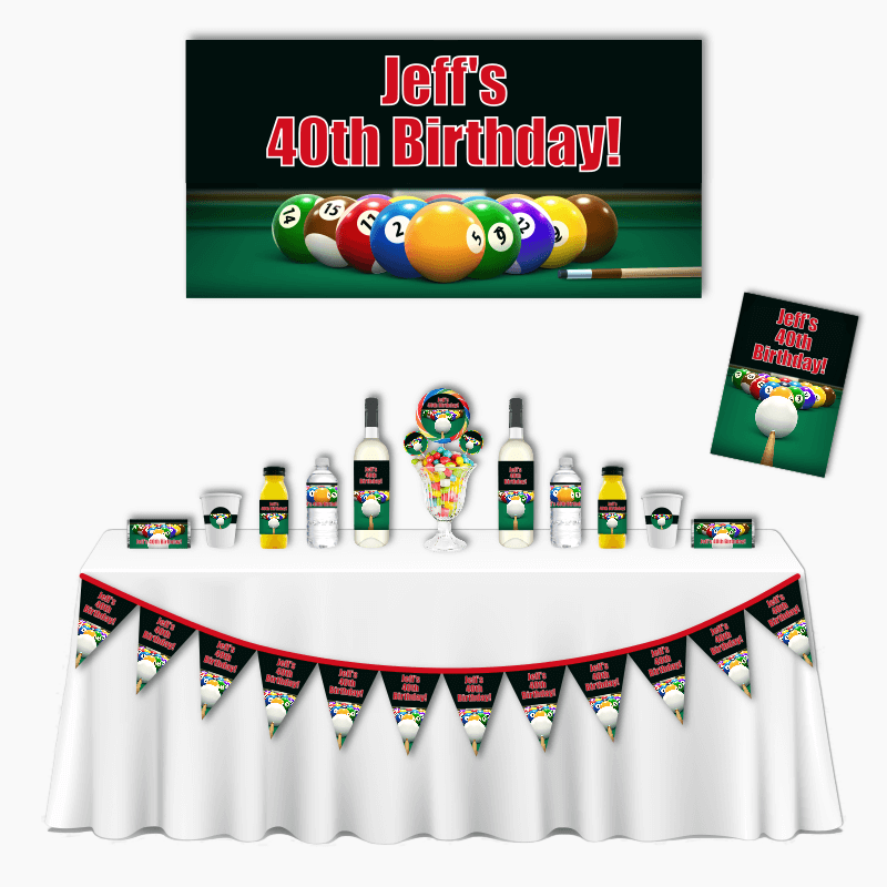 Personalised Billiards 8 Ball Deluxe Birthday Party Pack