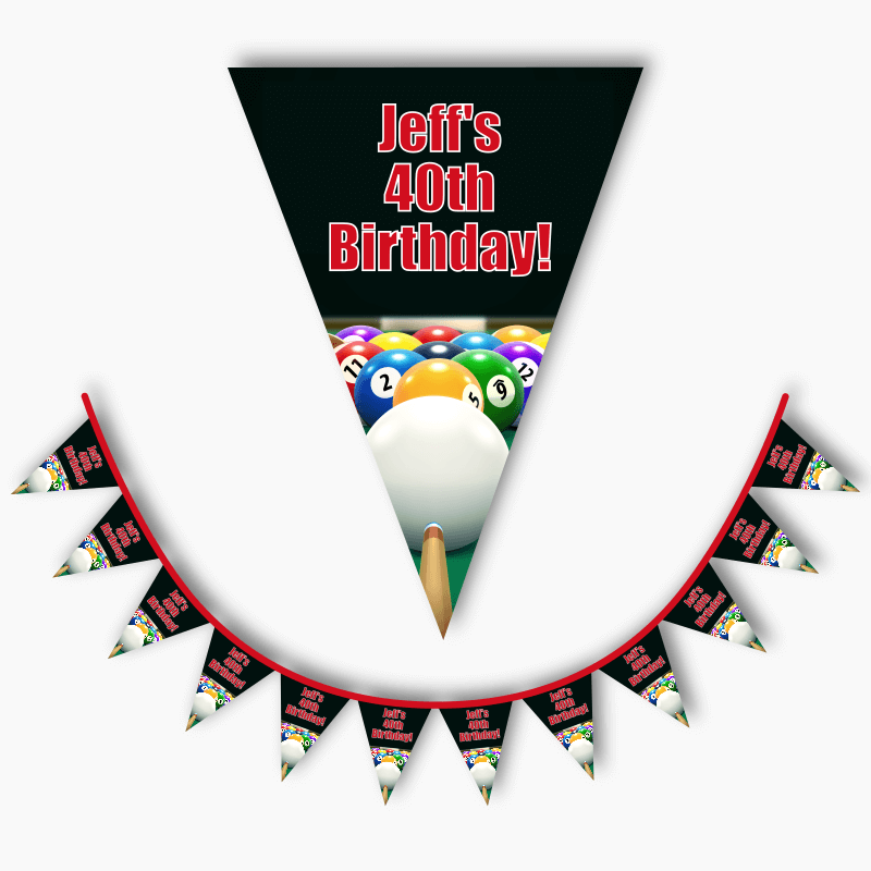 Personalised Billiards 8 Ball Birthday Party Flag Bunting