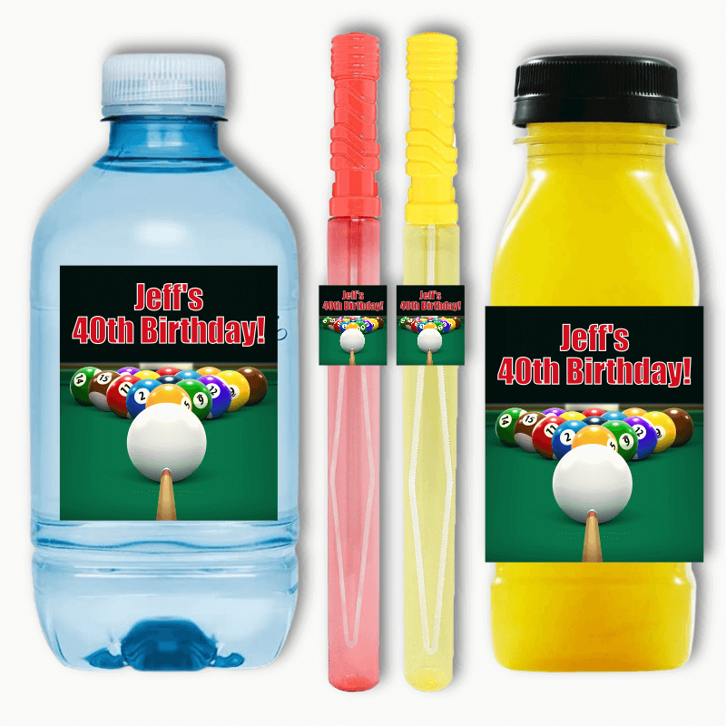 Billiards 8 Ball Birthday Party Rectangle Favour Stickers