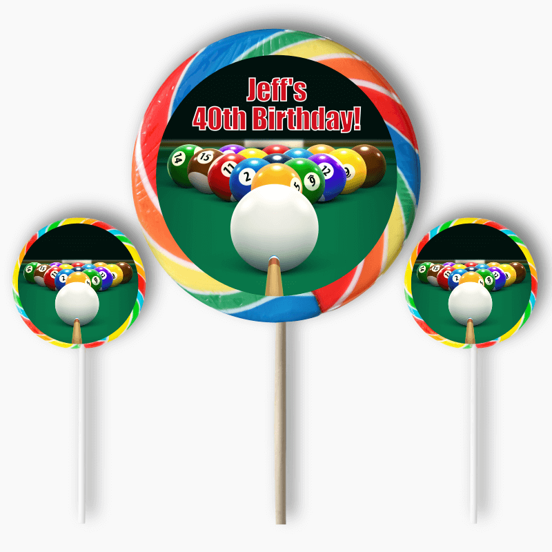 Personalised Billiards 8 Ball Birthday Party Round Stickers