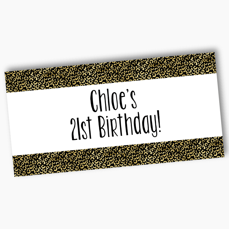 Personalised Black & Gold Animal Print Birthday Party Banners
