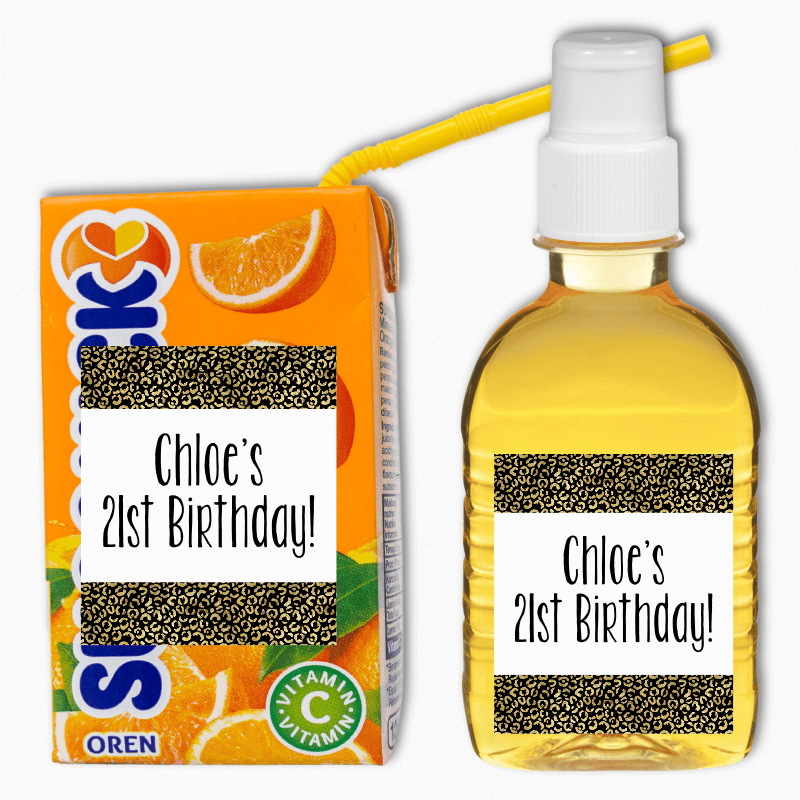 Personalised Black & Gold Animal Print Birthday Party Rectangle Stickers