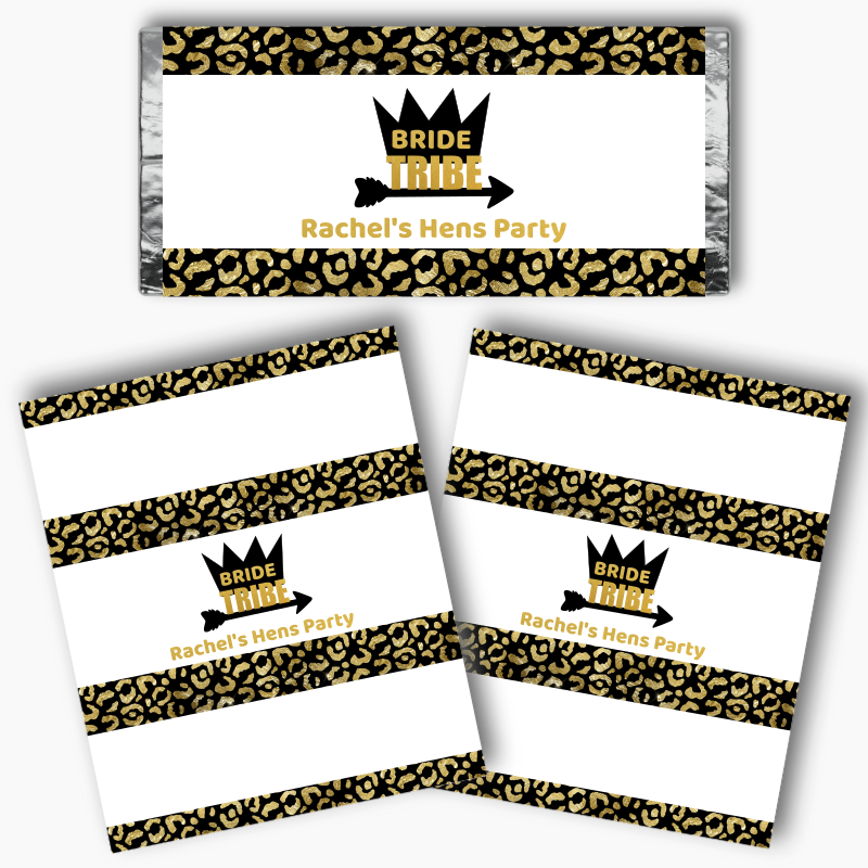 Personalised Black & Gold Bride Tribe Hens Party Mini Chocolate Labels