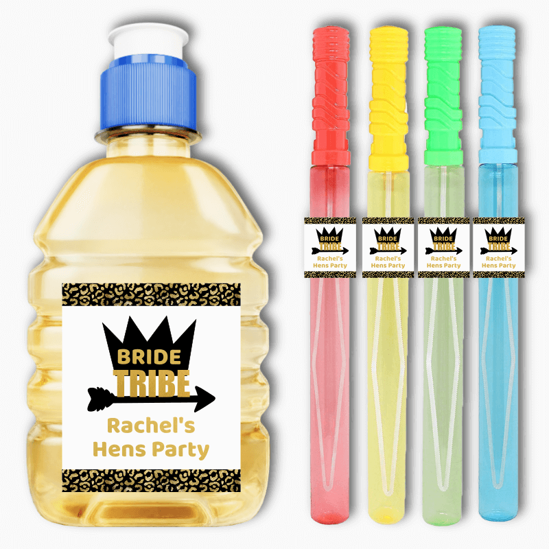 Personalised Black & Gold Bride Tribe Hens Party Rectangle Favour Stickers