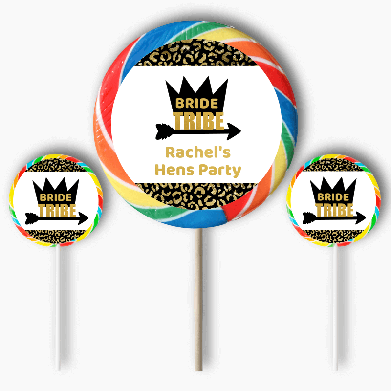 Personalised Black & Gold Bride Tribe Hens Party Round Stickers