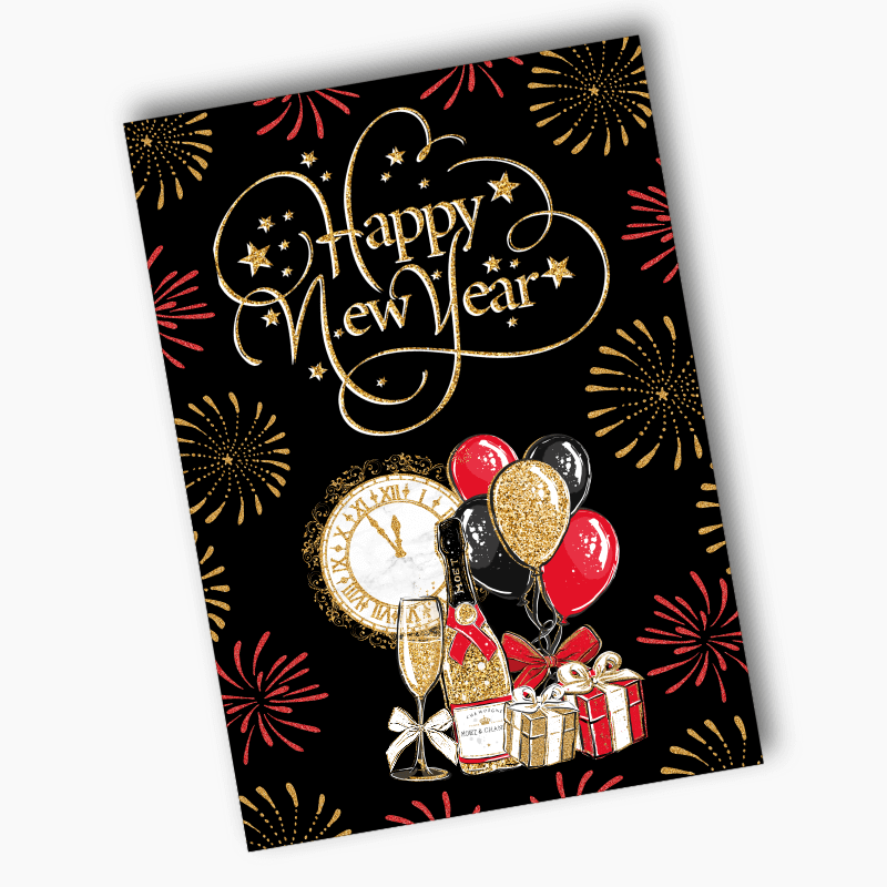 Black, Gold &amp; Red New Years Party Posters