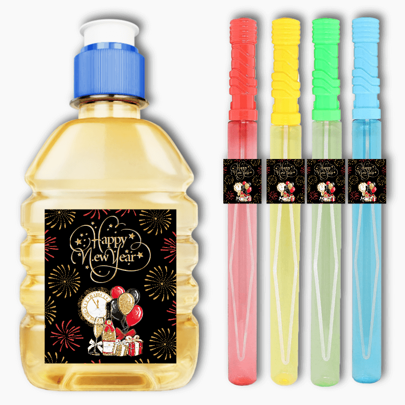 Black, Gold & Red New Years Party Rectangle Stickers