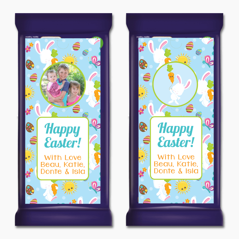 &#39;Blue Bunny&#39; Easter Gift Cadbury Chocolate Labels