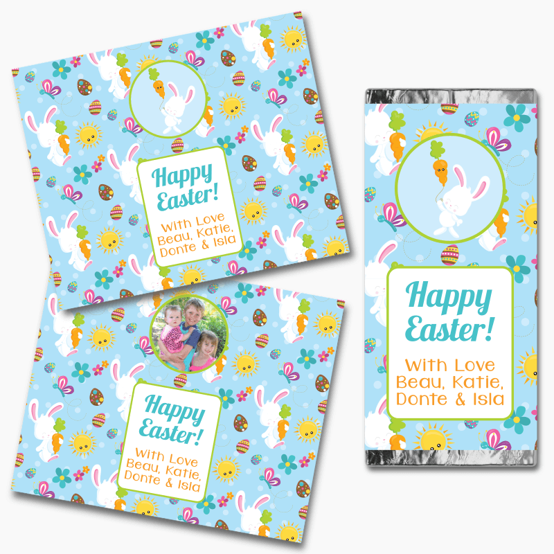 Boys 'Blue Bunny' Easter Gift Mini Chocolate Labels