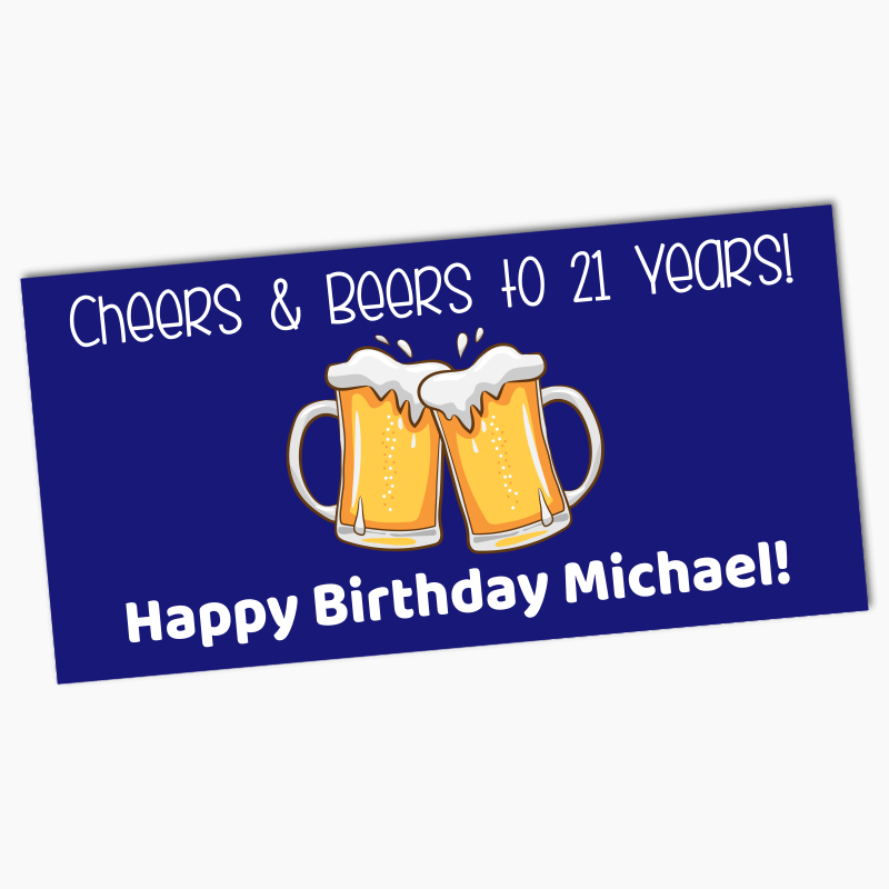 Blue Cheers & Beers Birthday Party Banners