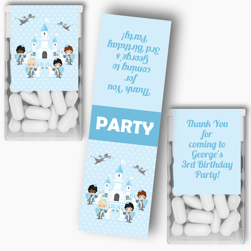 Personalised Blue Prince Birthday Party Tic Tac Labels
