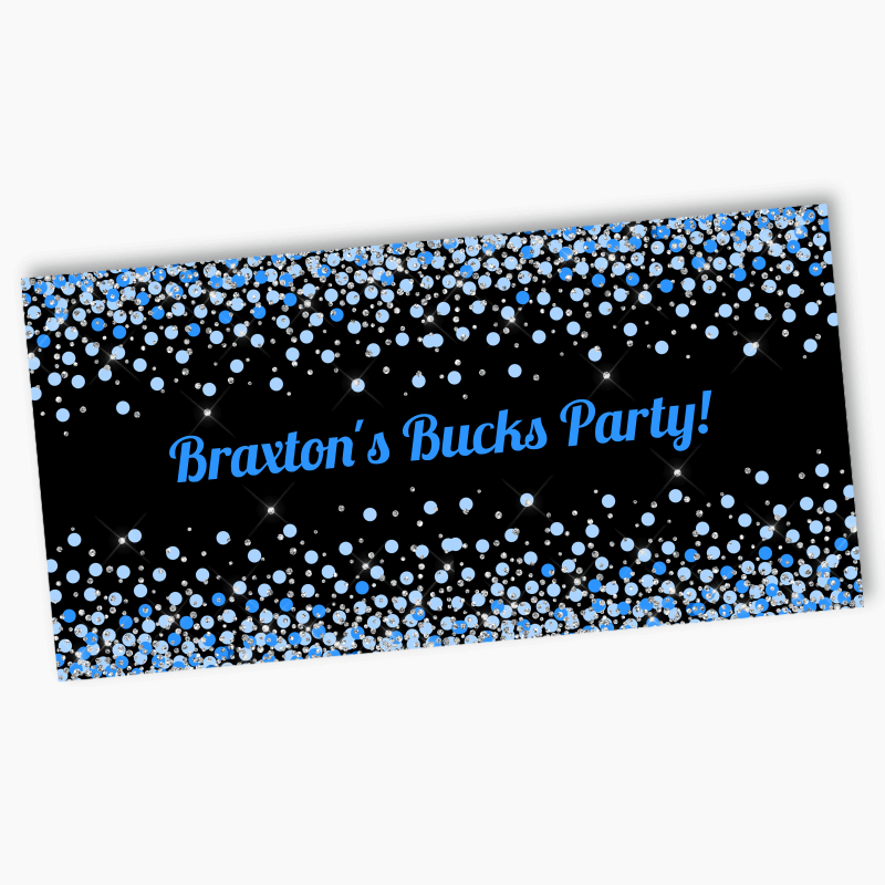 Personalised Blue, Black &amp; Silver Confetti Party Banners