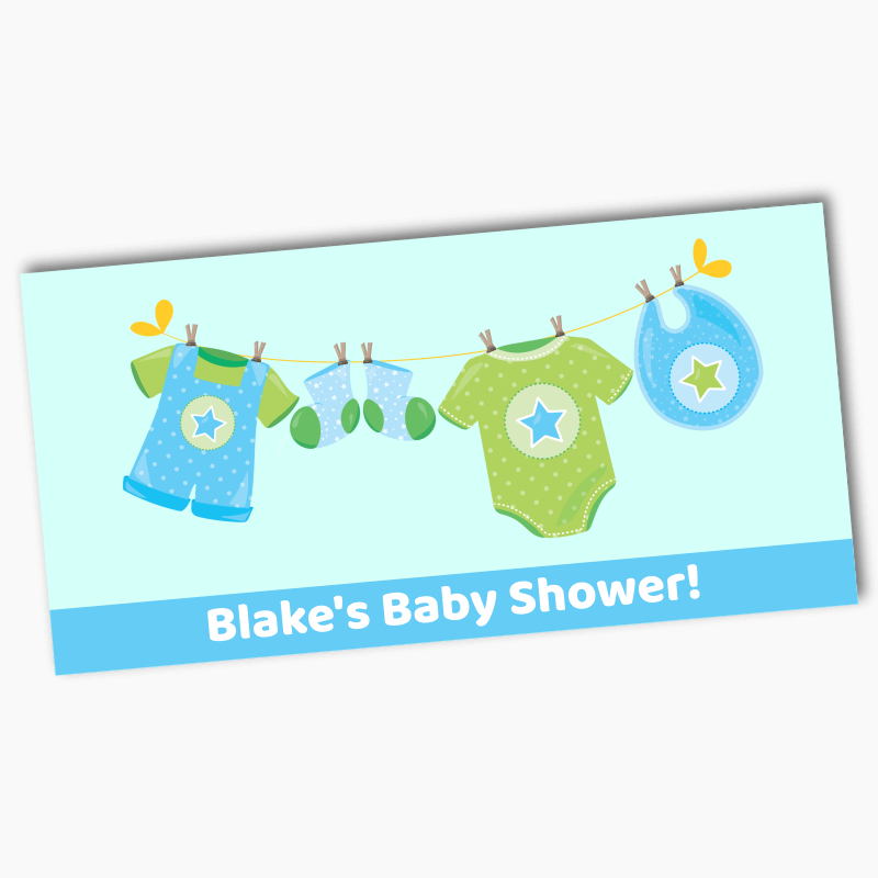 Personalised Blue &amp; Green Onesie Baby Shower Banners