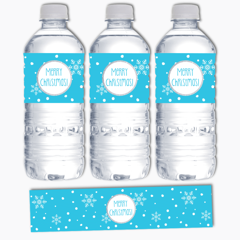 Winter Wonderland Christmas Party Water Bottle Labels