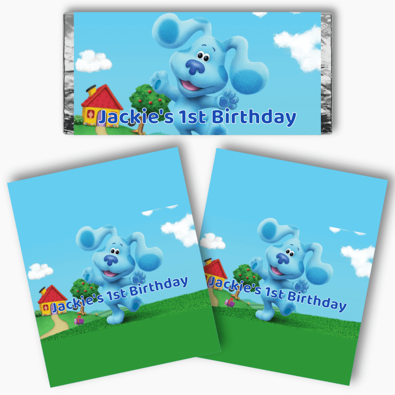 Personalised Blue&#39;s Clues Birthday Party Mini Chocolate Labels