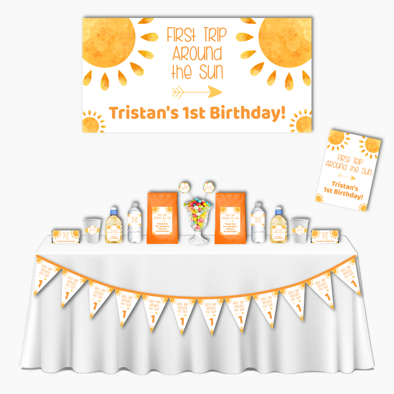 Personalised Boho First Trip Around the Sun Deluxe Birthday Party Pack