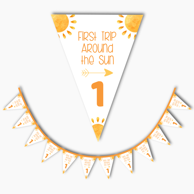 Personalised Boho First Trip Around the Sun Birthday Party Flag Bunting