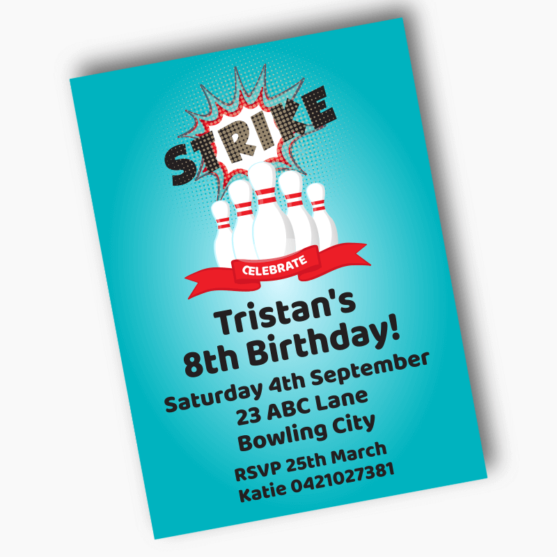 Personalised Bowling Birthday Party Invites