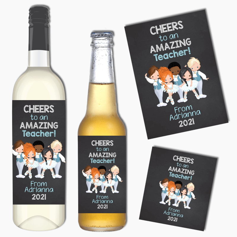 Boys Ballet Dance Teacher Gift Wine & Beer Labels