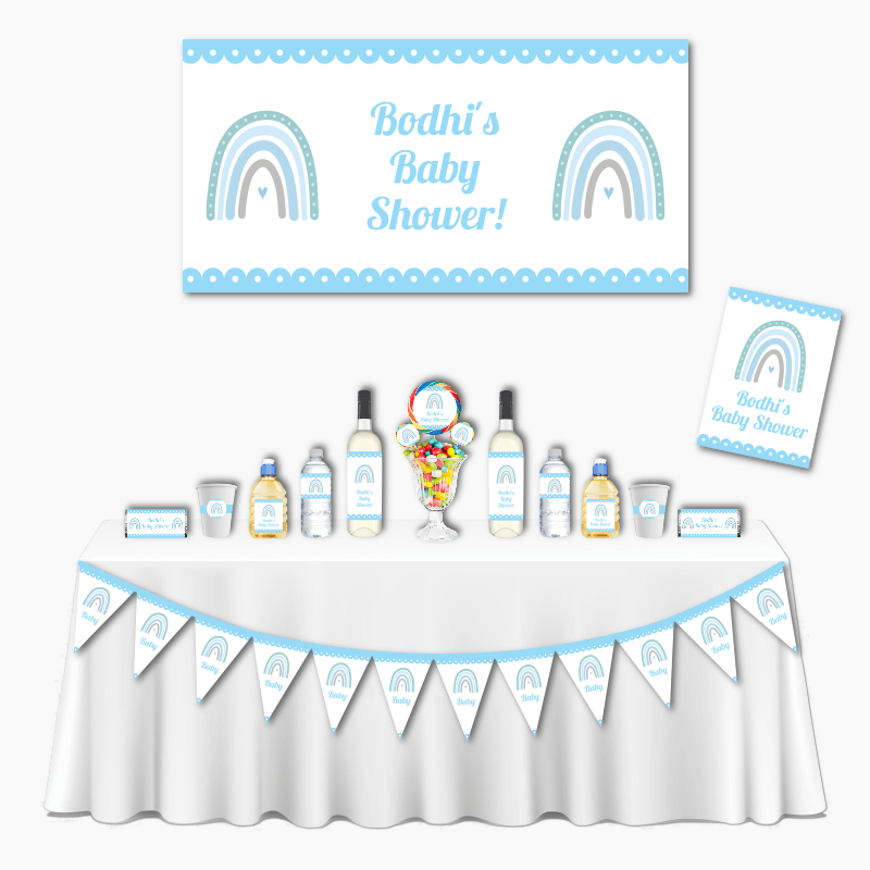 Personalised Boys Boho Rainbow Deluxe Baby Shower Decorations Pack