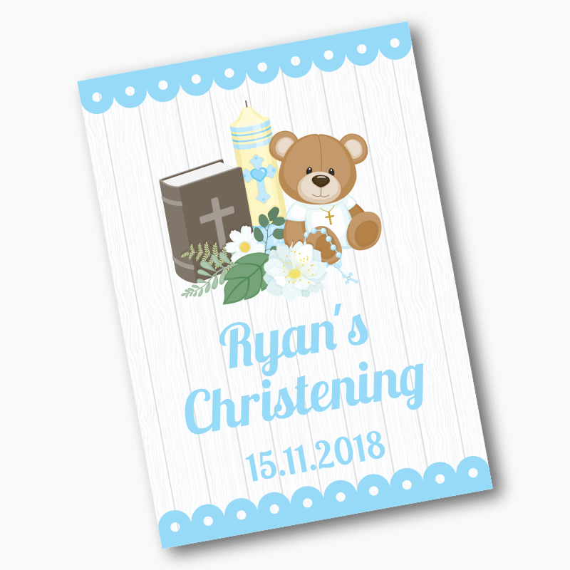 Personalised Boys Teddy Bear Christening Posters