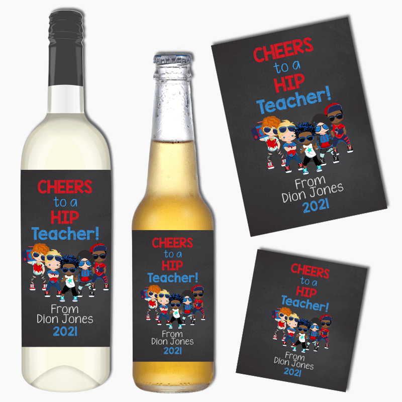 Boys Hip Hop Dance Teacher Gift Wine & Beer Labels