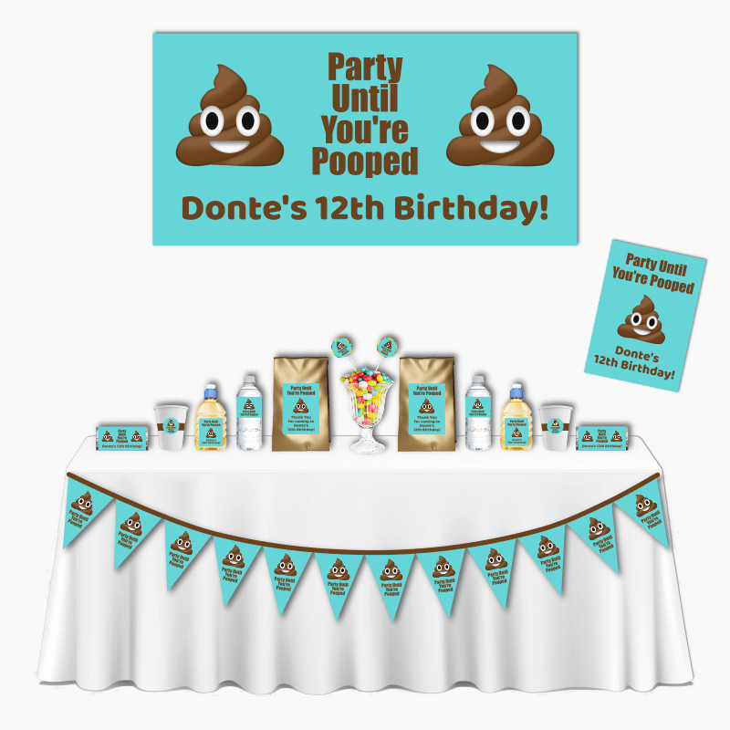 Personalised Boys Poop Emoji Deluxe Birthday Party Decorations Pack