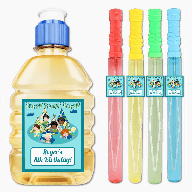 Personalised Boys Slumber Birthday Party Rectangle Stickers