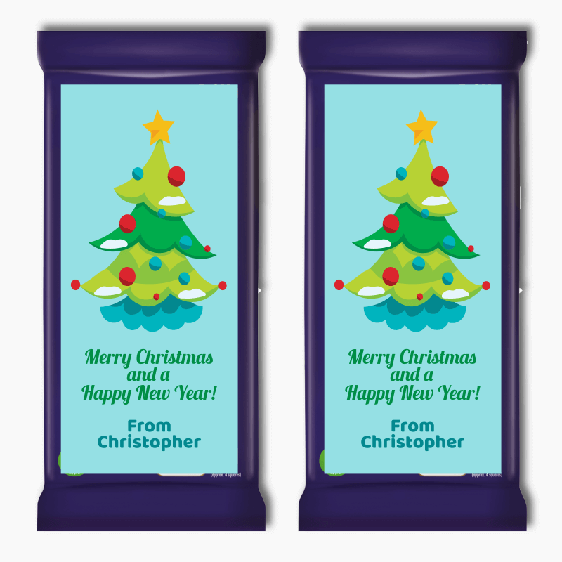 Boys Xmas Tree Christmas Gift Cadbury Chocolate Labels
